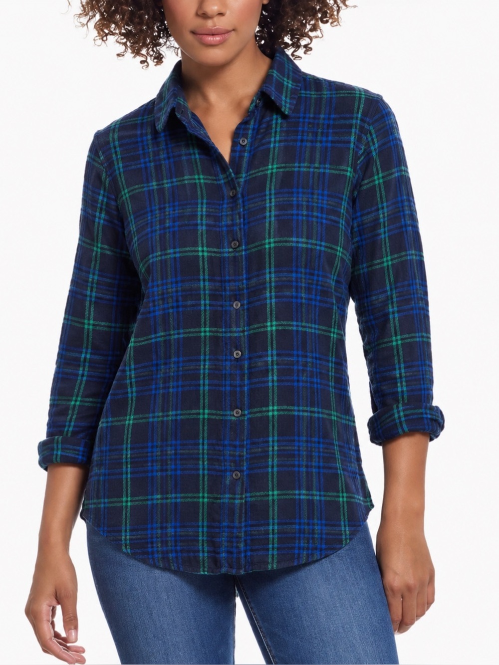 Banana Republic Dillon Shirt Blue Green Tartan Plaid Casual Button Down Size MD